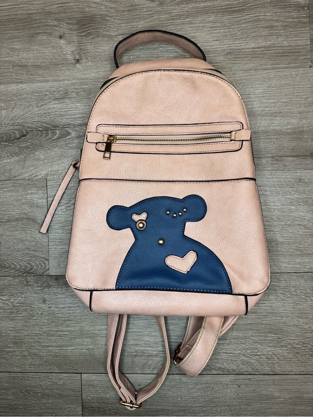 Pink Mini Backpack Cute Bear Faux Leather Travel Bookbag School Purse 12 Inch